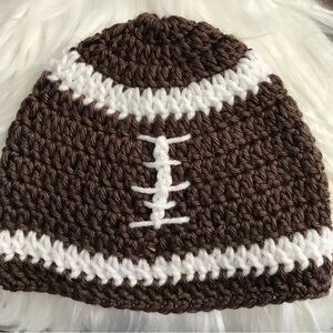 CROCHET BABY Football Beanie brown/white